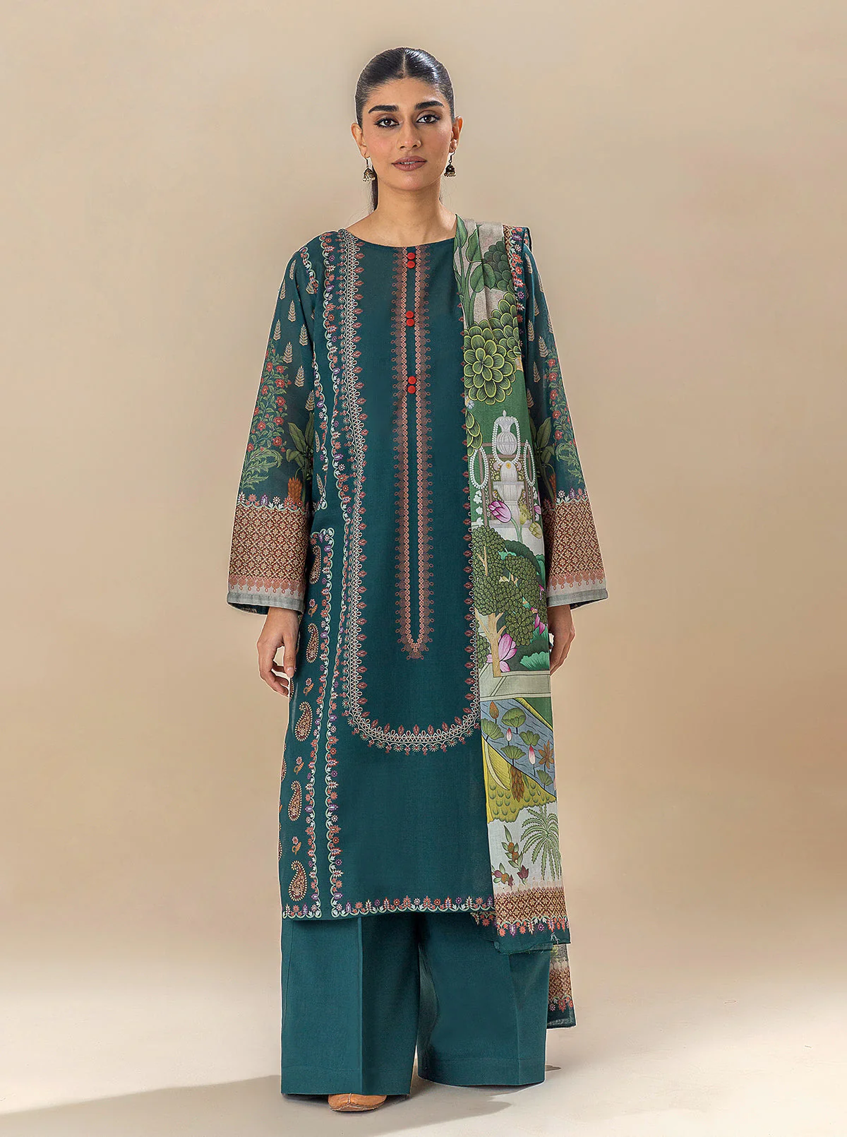 3 PIECE PRINTED LAWN SUIT-CHROME MEADOW (UNSTITCHED) - Image 6