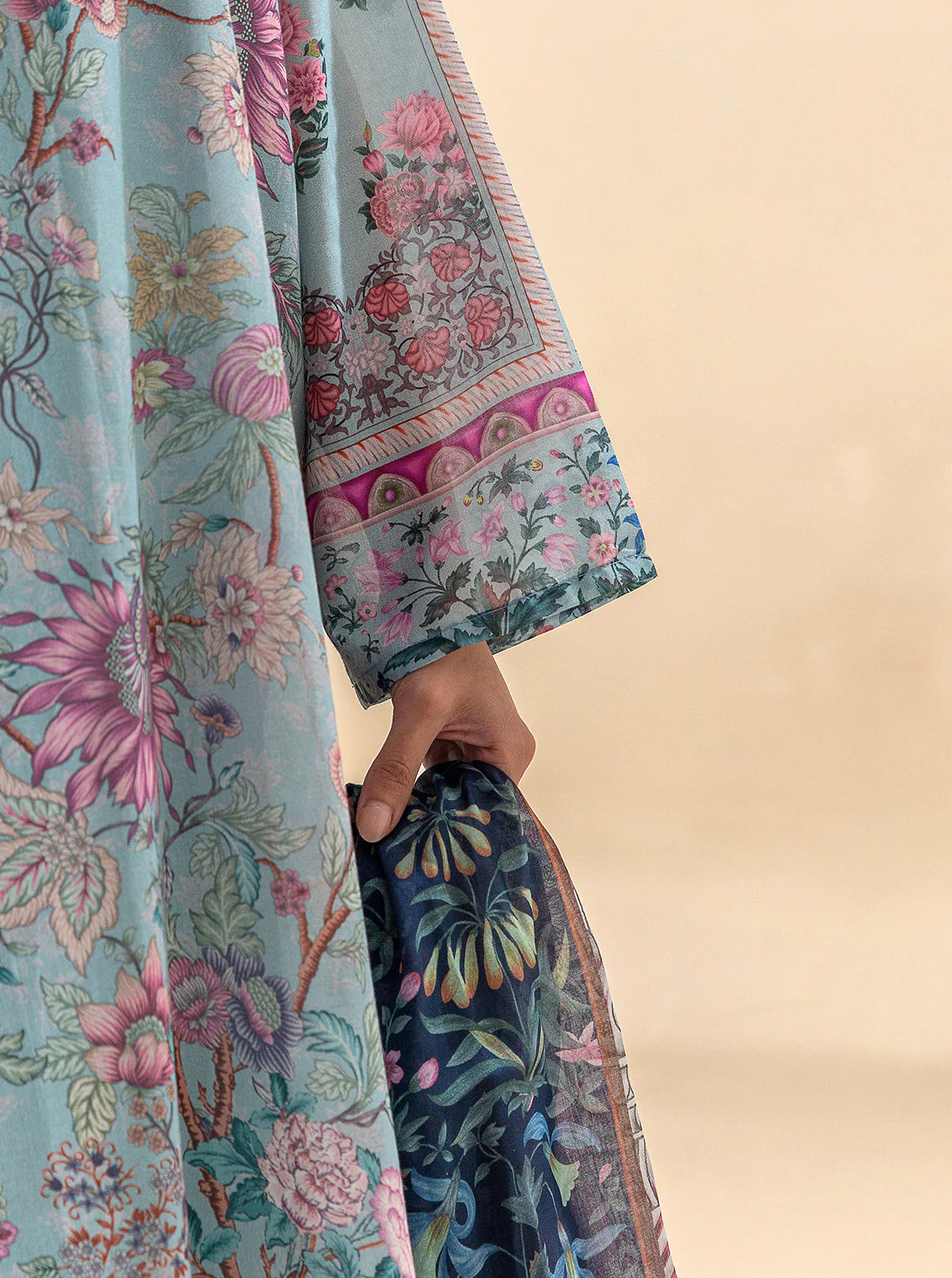 3 PIECE PRINTED LAWN SUIT-SOUL BLUE (UNSTITCHED) - Image 5