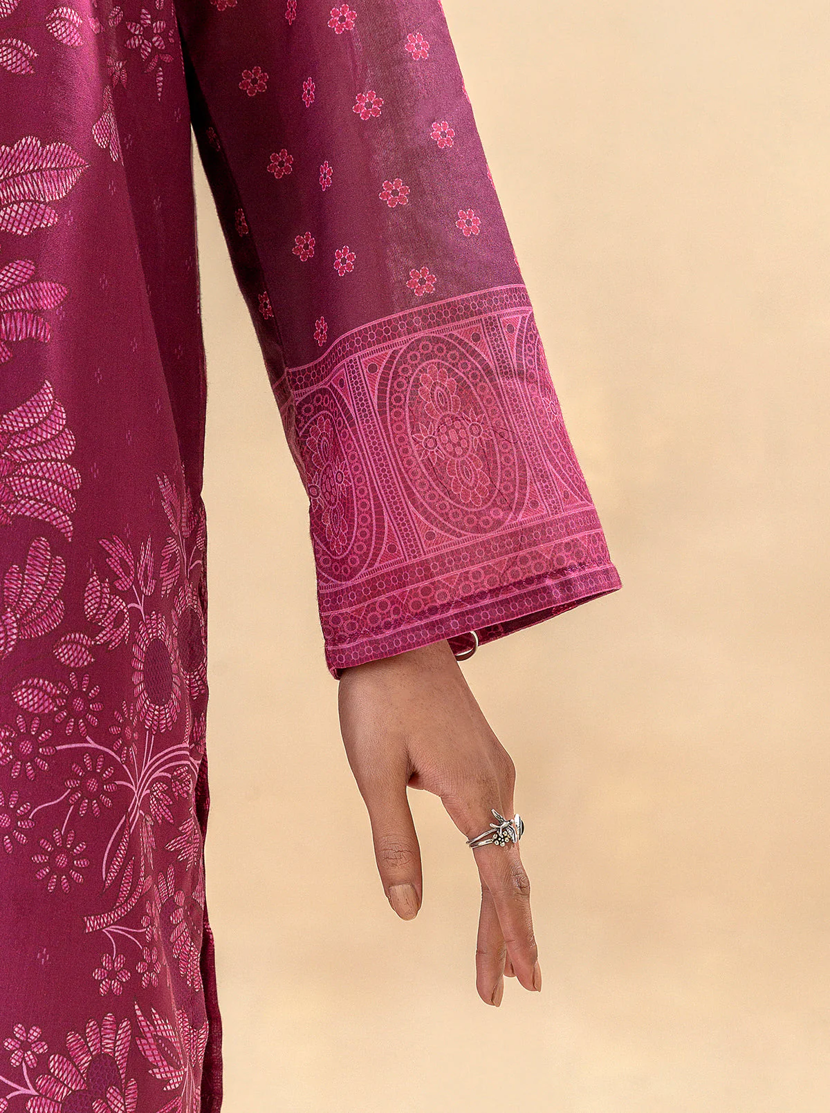 3 PIECE PRINTED LAWN SUIT-WINE WARMTH (UNSTITCHED) - Image 2