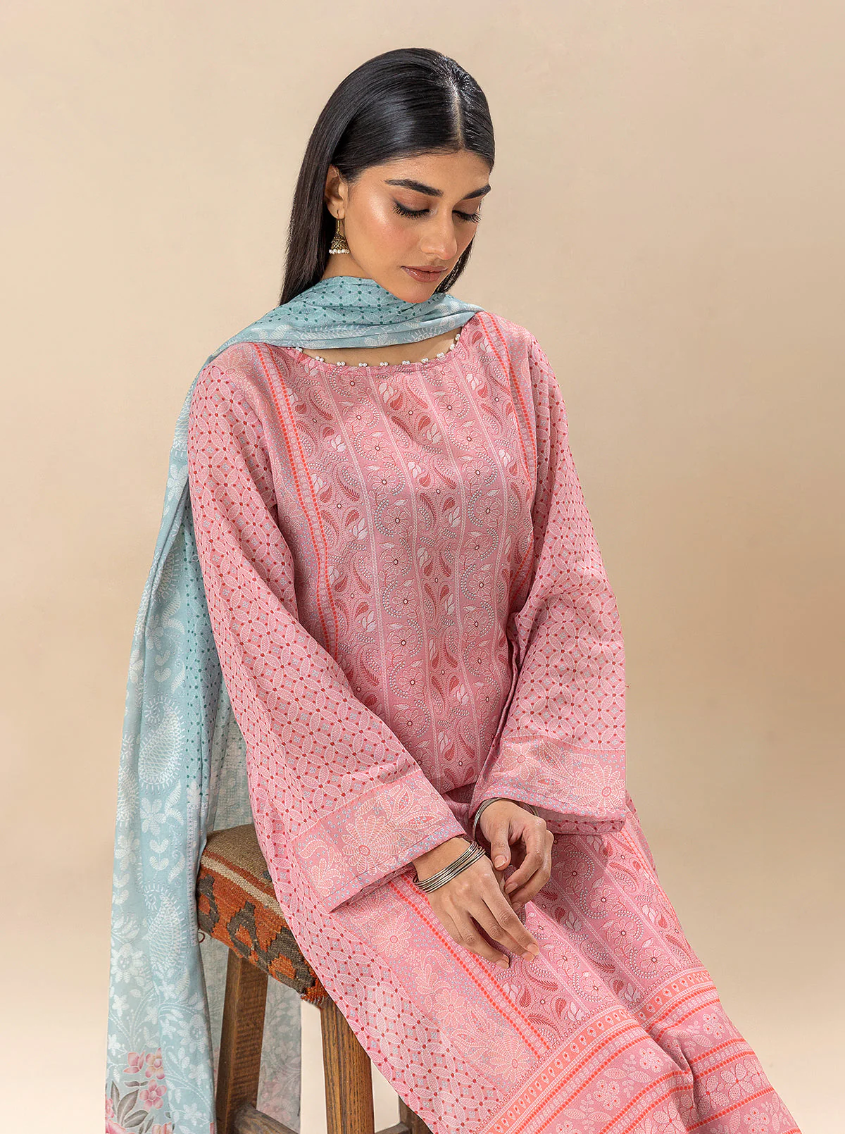 3 PIECE PRINTED LAWN SUIT-SERENE NEEDLE (UNSTITCHED) - Image 2
