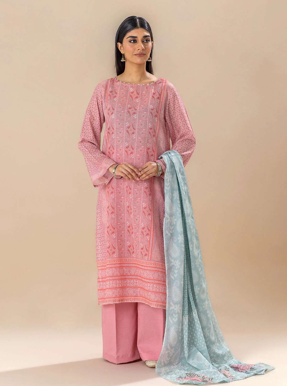 3 PIECE PRINTED LAWN SUIT-SERENE NEEDLE (UNSTITCHED) - Image 5