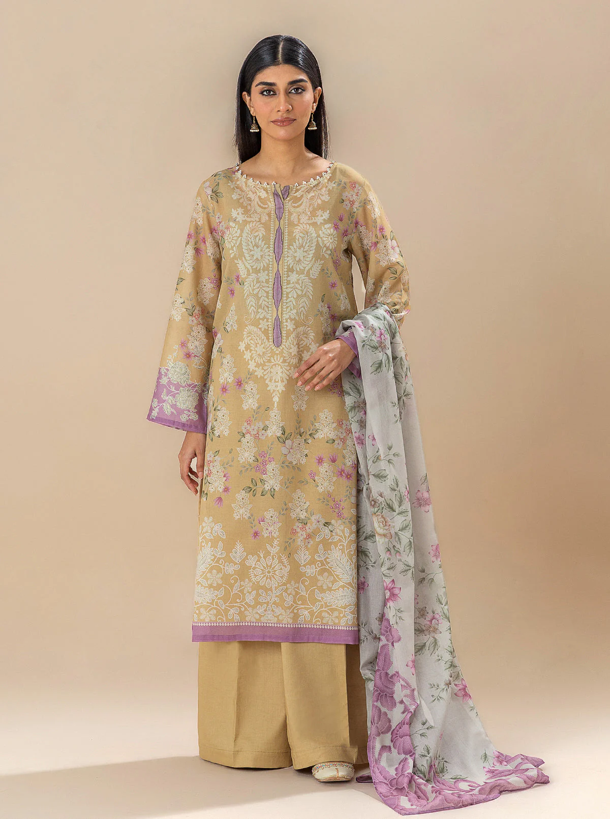 3 PIECE PRINTED LAWN SUIT-PALE SKY (UNSTITCHED) - Image 5
