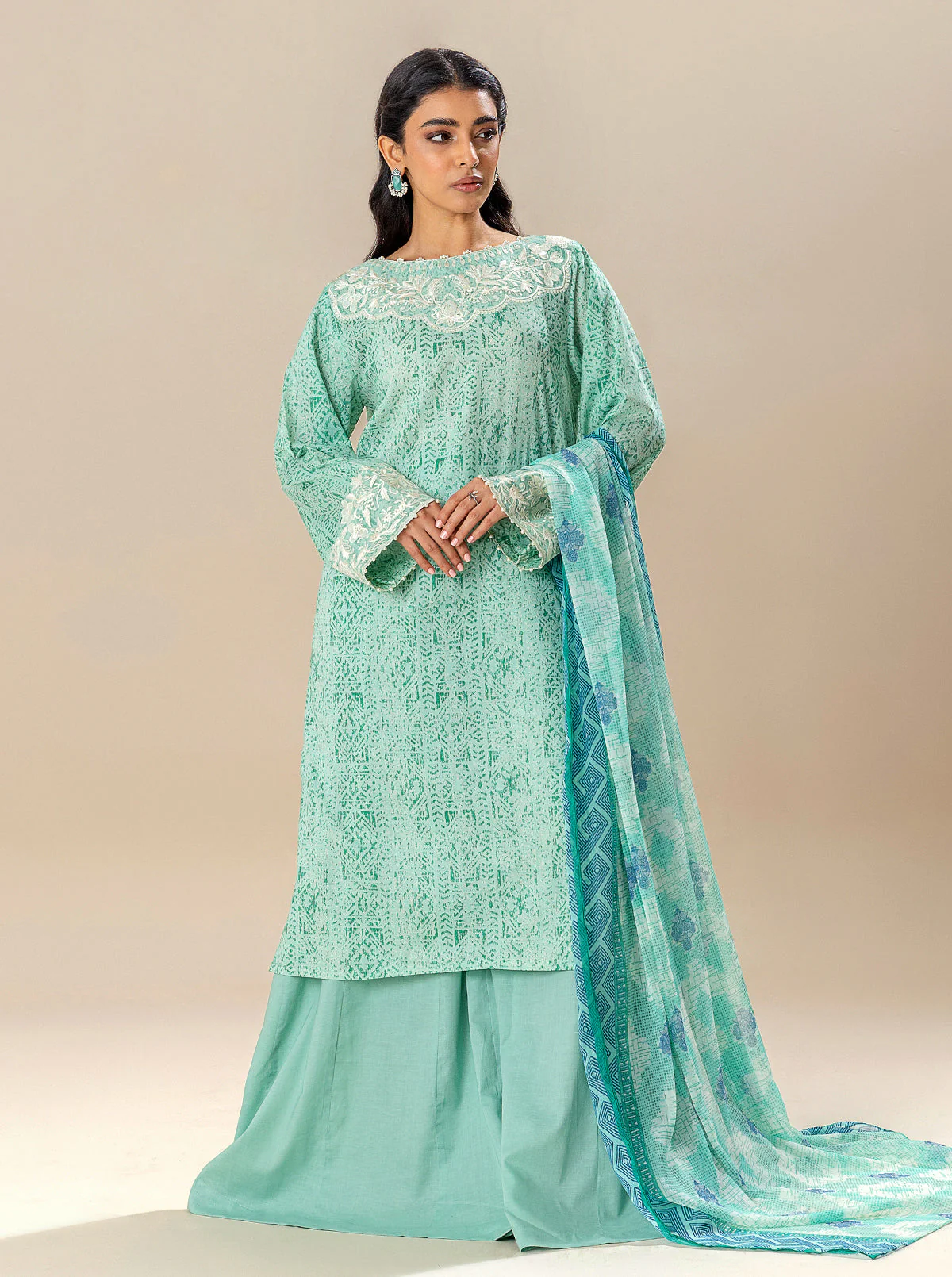 3 PIECE EMBROIDERED LAWN SUIT-MINERAL MINE (UNSTITCHED) - Image 5