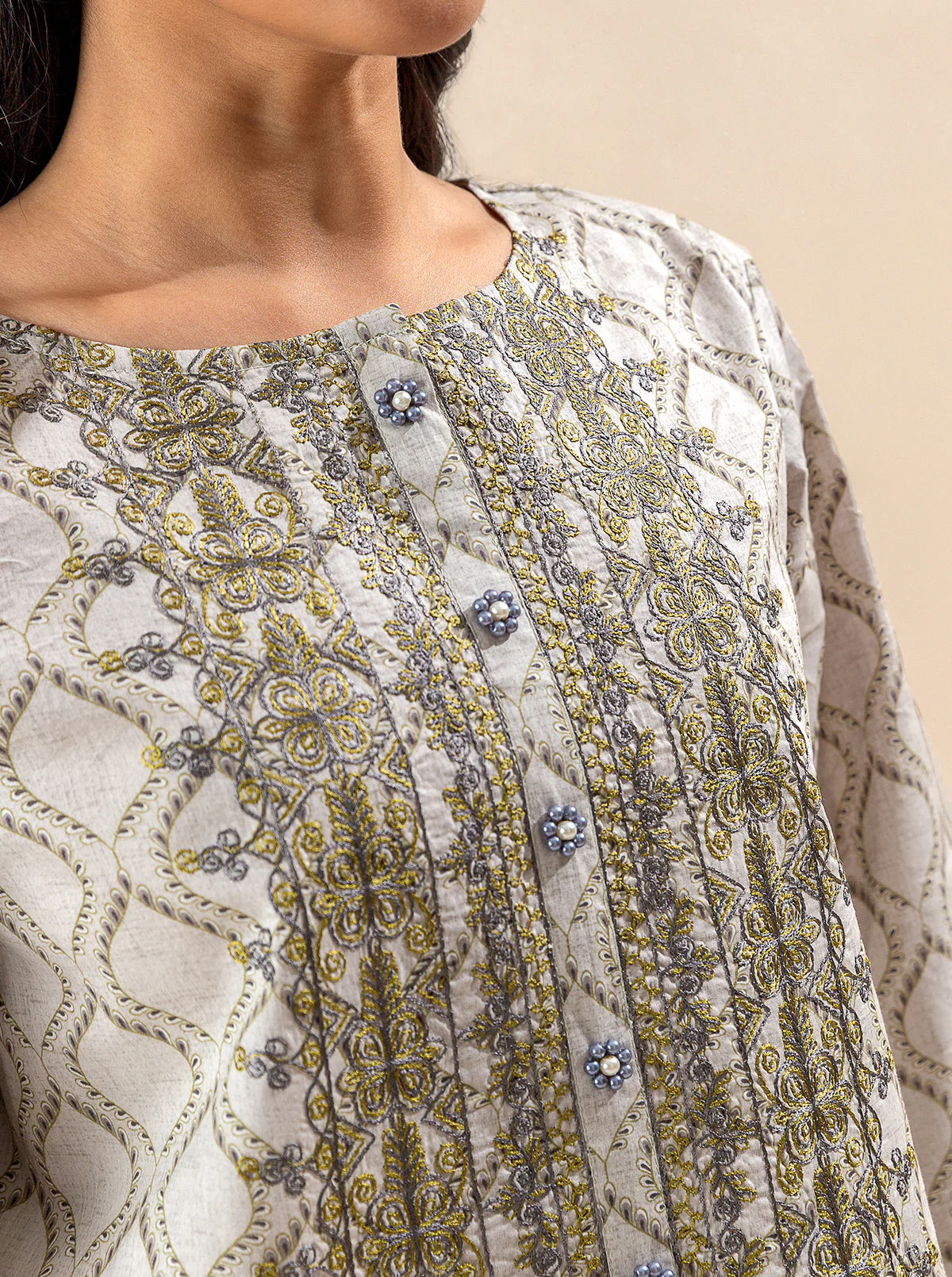 3 PIECE EMBROIDERED LAWN SUIT-CLOUD DANCE (UNSTITCHED) - Image 5