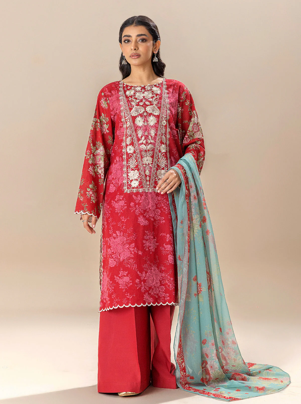 3 PIECE EMBROIDERED LAWN SUIT-ROMANCE SEASON (UNSTITCHED) - Image 2