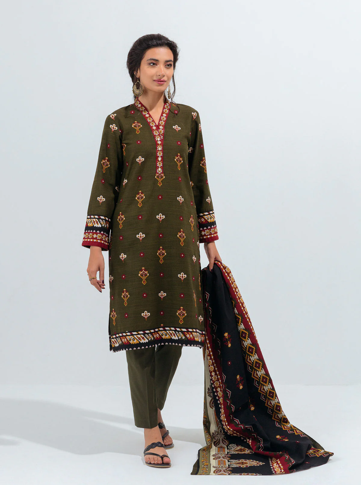 3 PIECE - PRINTED KHADDAR SUIT - JEWEL TRIBE - Image 4