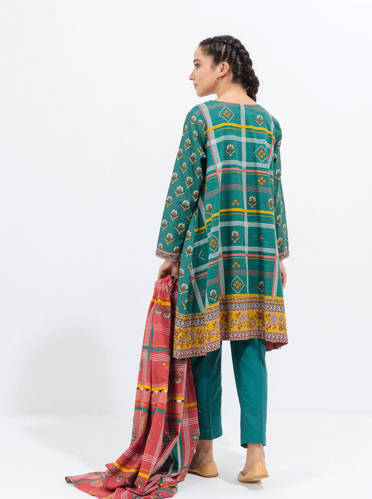 3 PIECE - PRINTED KHADDAR SUIT - HAZY TEAL - Image 6