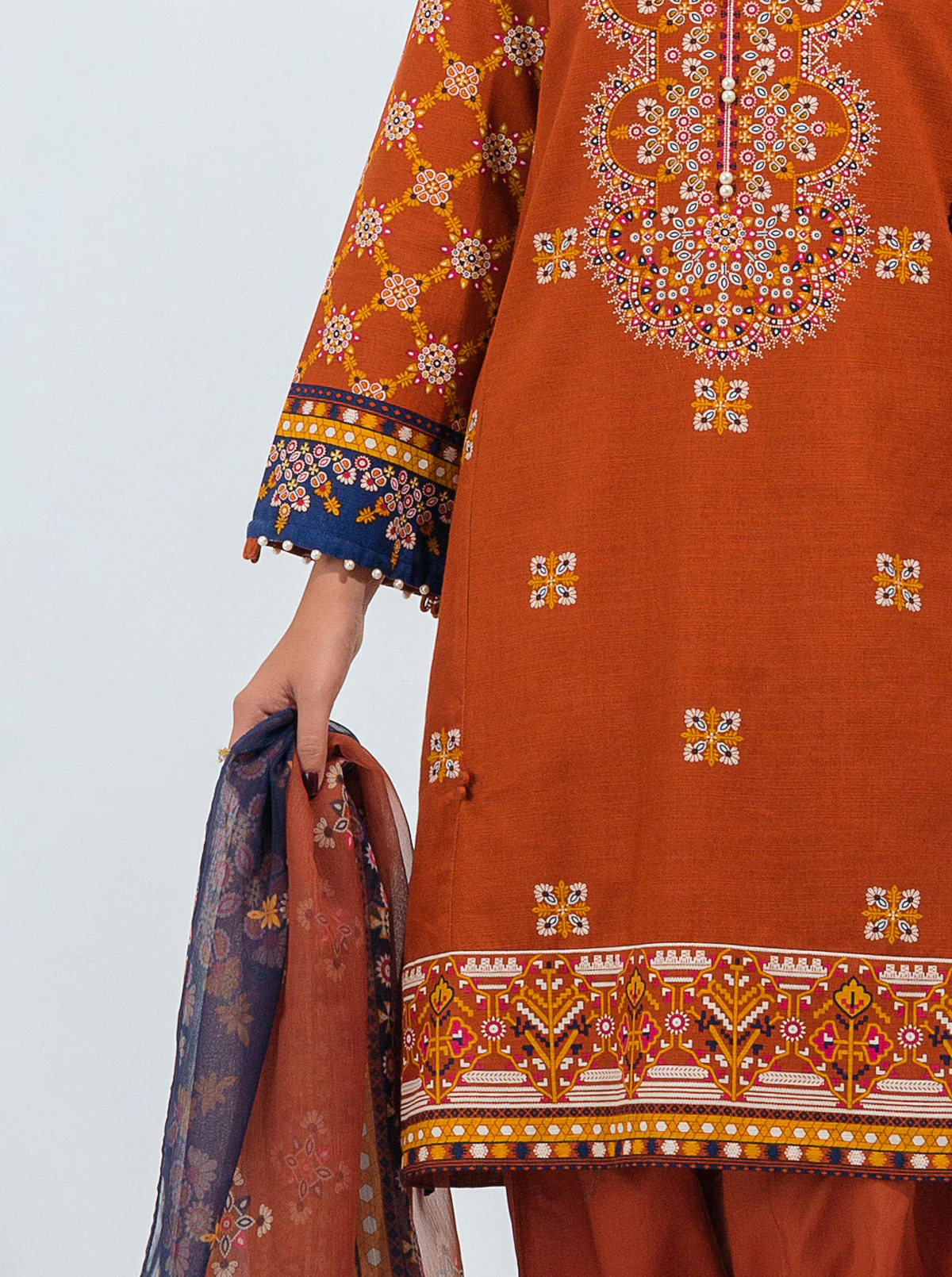 3 PIECE - PRINTED KHADDAR SUIT - GYPSY GLOW - Image 6