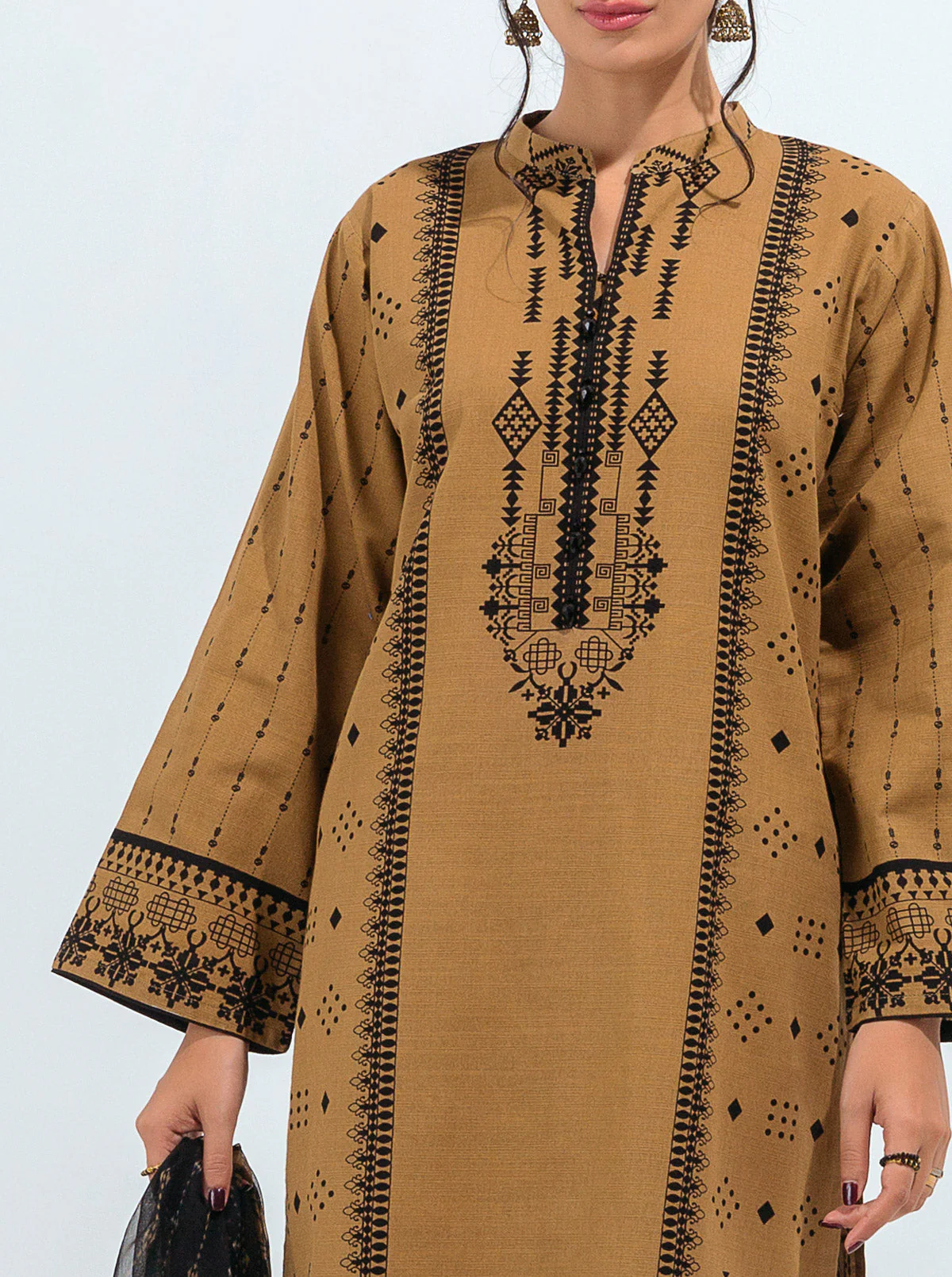 3 PIECE - PRINTED KHADDAR SUIT - ORIENTAL GOLD - Image 6