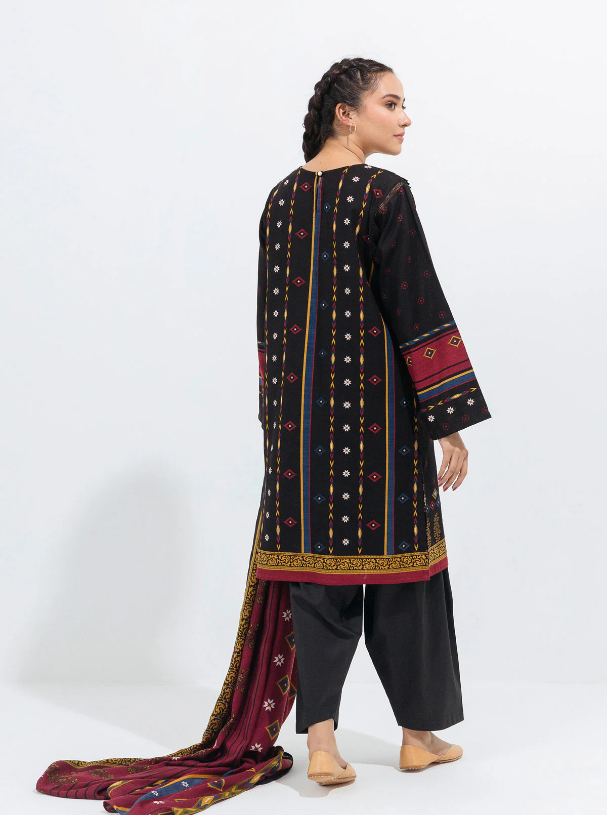3 PIECE - PRINTED WITH SHAWL KHADDAR SUIT - ETHEREAL TRIBE - Image 7