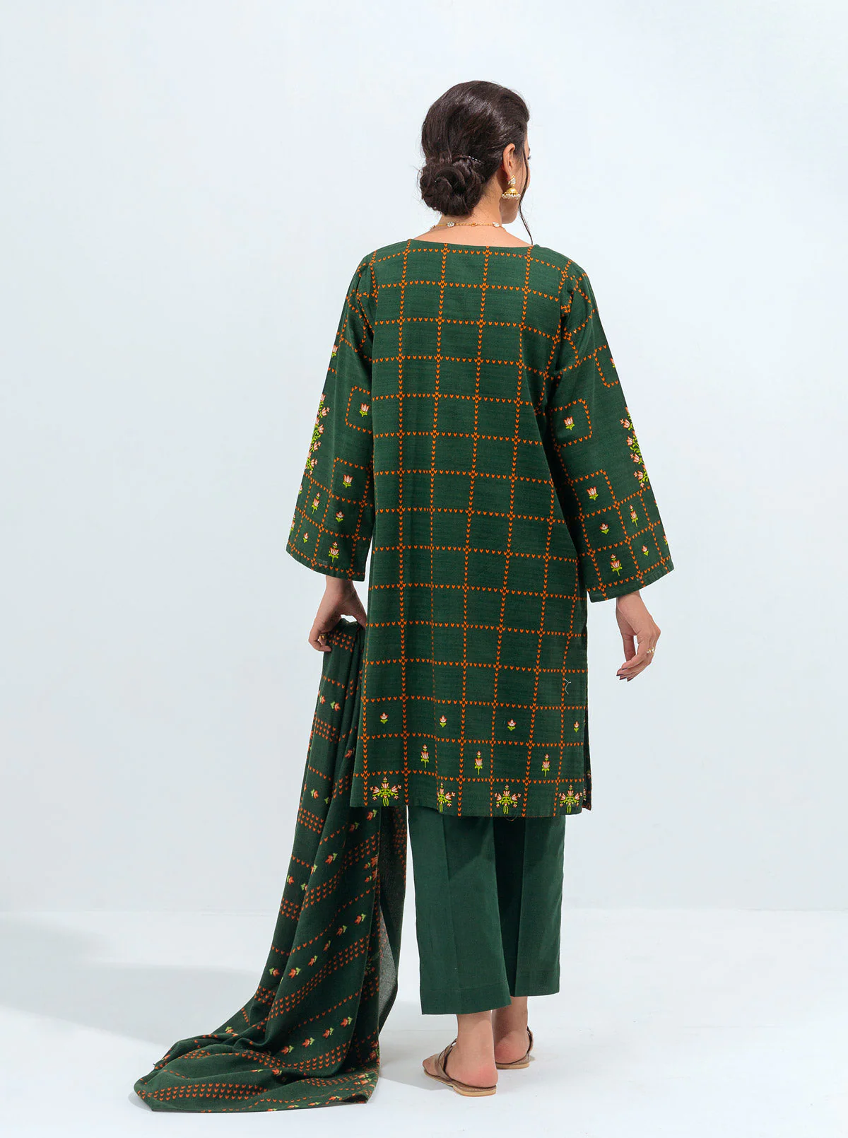 3 PIECE - PRINTED WITH SHAWL KHADDAR SUIT - VERDANT FIELDS - Image 6