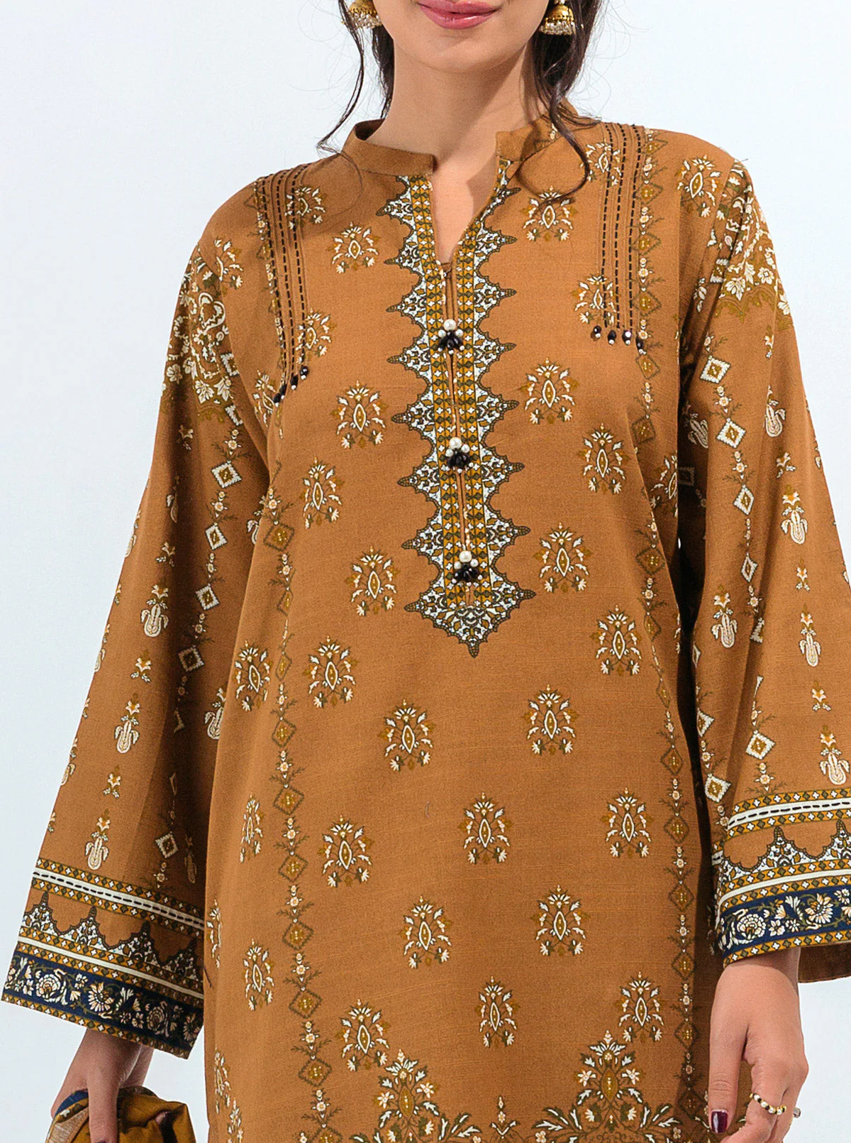 3 PIECE - PRINTED KHADDAR SUIT - MARIGOLD GLAZE - Image 5