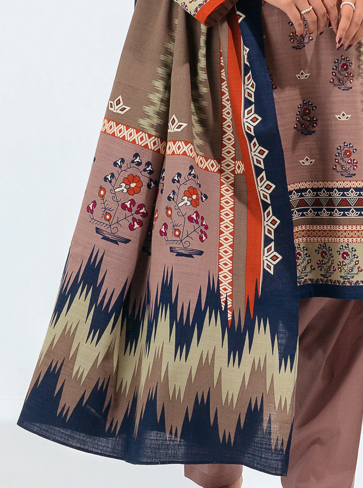 3 PIECE - PRINTED KHADDAR SUIT - ROSEY MISTY - Image 2