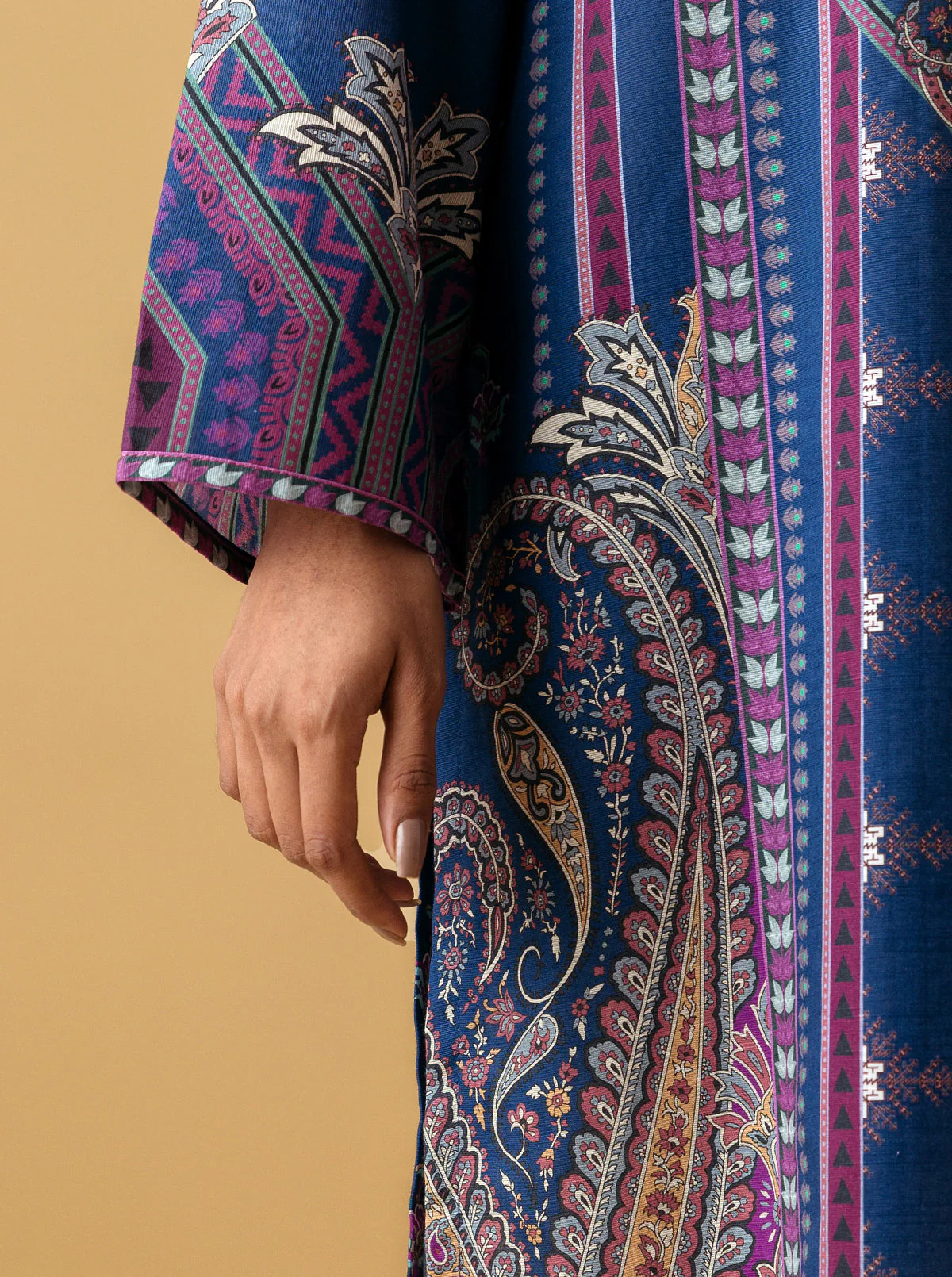 1 PIECE - PRINTED KHADDAR SHIRT - SILVER SLATE - Image 3