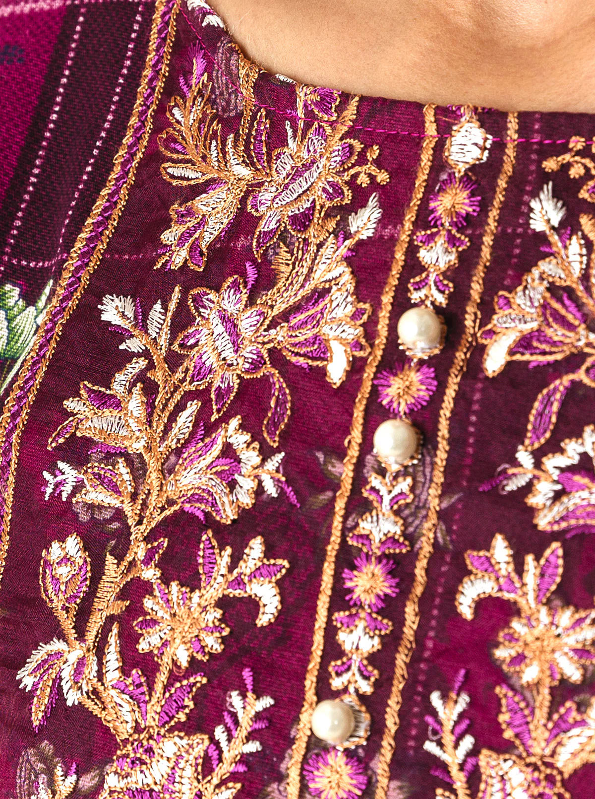 3 PIECE - EMBROIDERED KHADDAR SUIT - CHINOISERIE DREAMS - Image 3