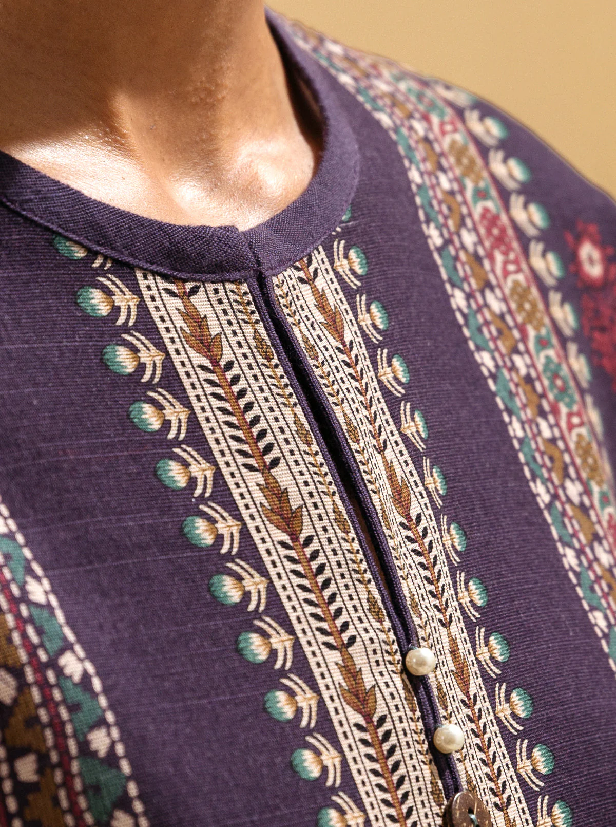 2 PIECE - PRINTED KHADDAR SUIT - IMPERIAL  RUBY - Image 3