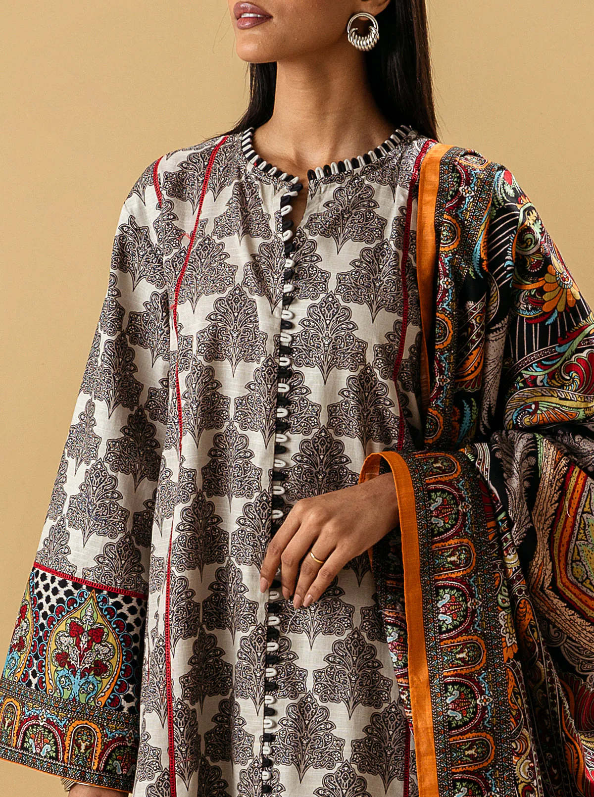 3 PIECE - PRINTED KHADDAR SUIT - MOONLIT OASTS - Image 2