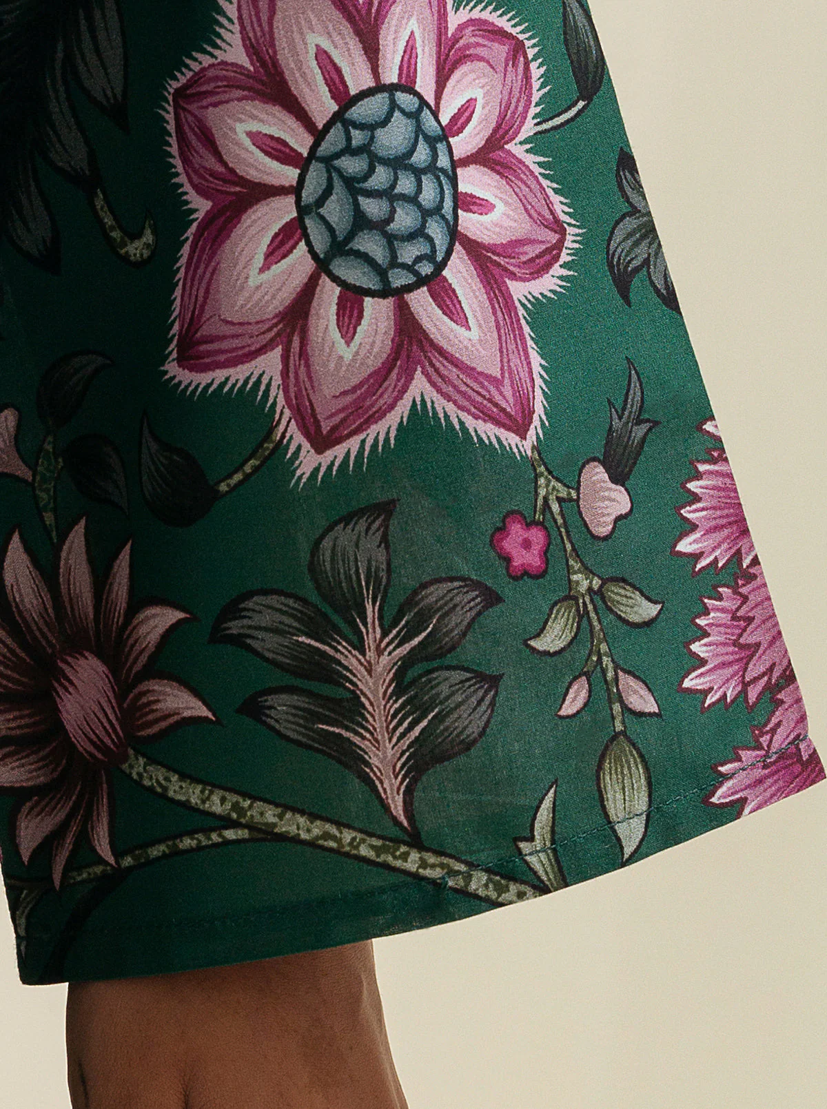 1 PIECE - PRINTED CAMBRIC SHIRT - TEAL PETUNIAS - Image 3