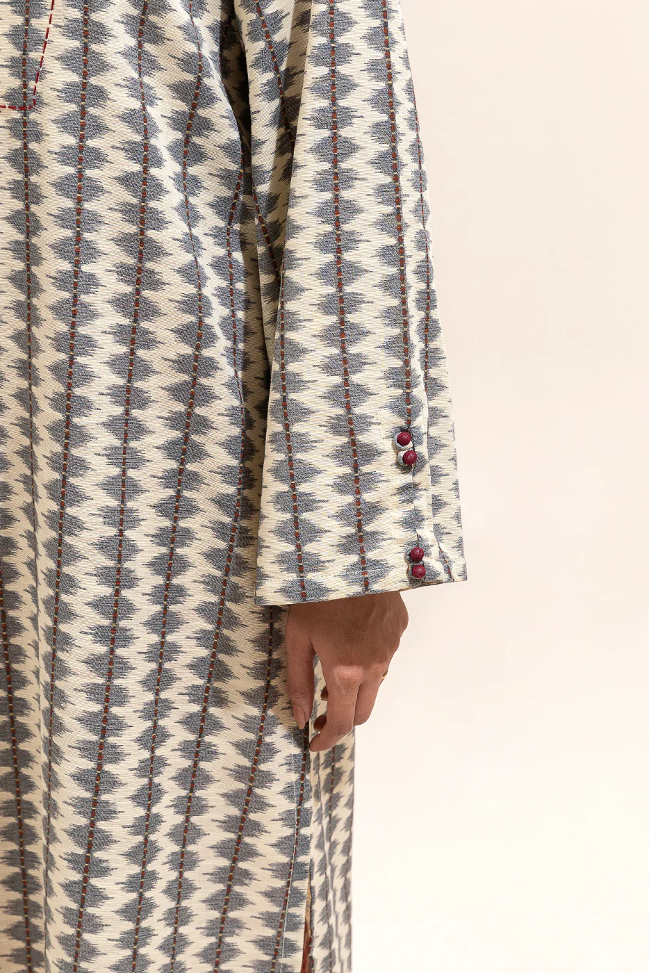 2 PIECE PRINTED KHADDAR SUIT-GREY WEAVE (UNSTITCHED) - Image 5