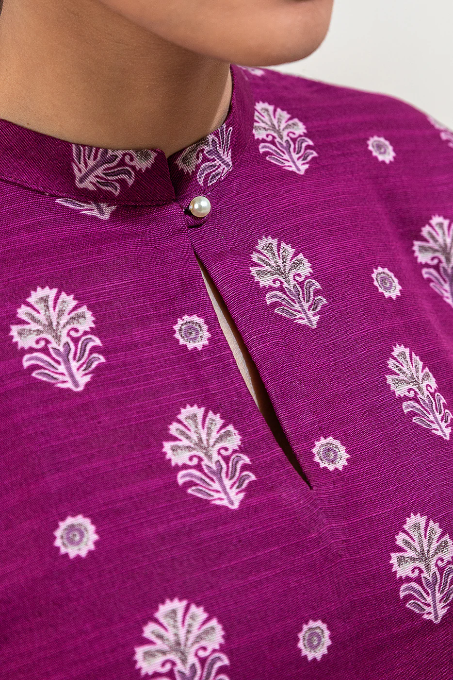 2 PIECE PRINTED KHADDAR SUIT-PLUM NOIR (UNSTITCHED) - Image 4