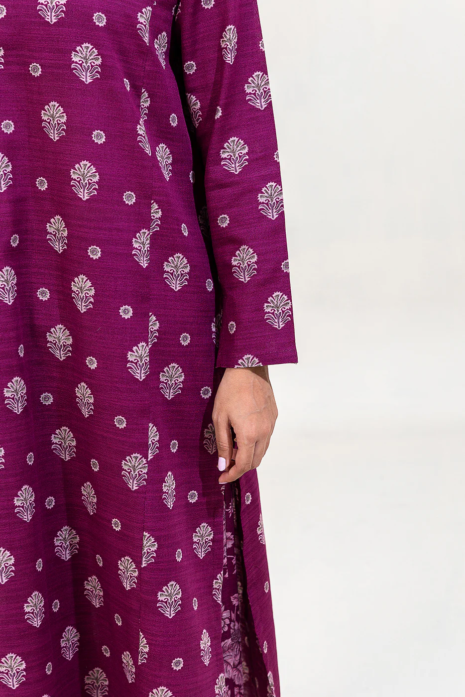 2 PIECE PRINTED KHADDAR SUIT-PLUM NOIR (UNSTITCHED) - Image 5