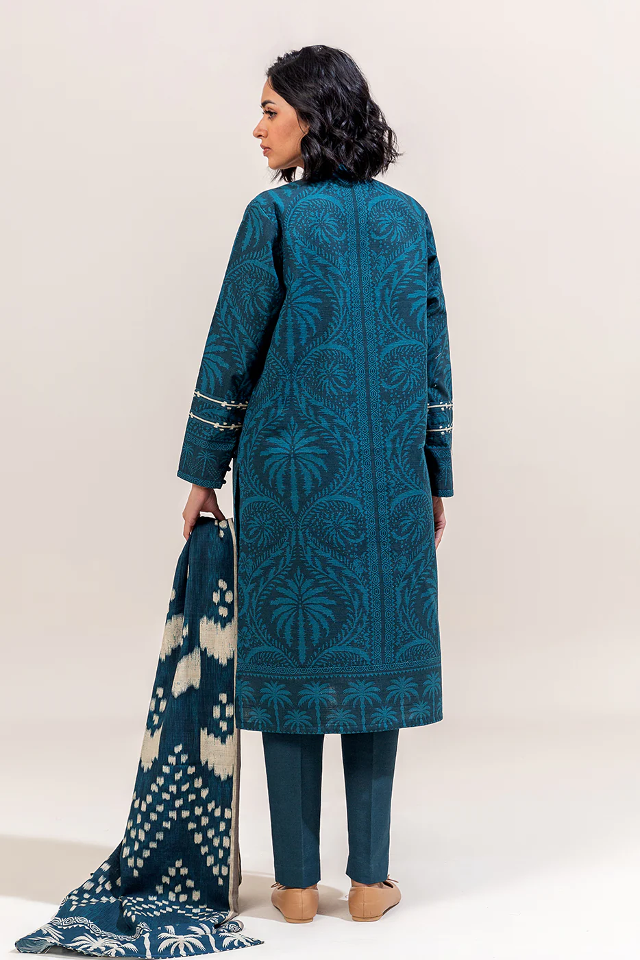 3 PIECE PRINTED KHADDAR SUIT-TEALISH MEADOW (UNSTITCHED) - Image 3