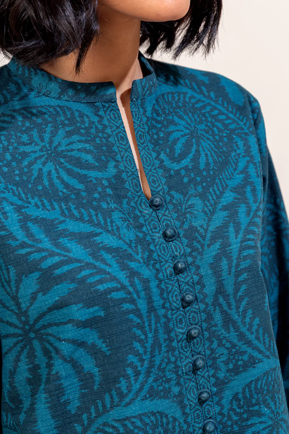 3 PIECE PRINTED KHADDAR SUIT-TEALISH MEADOW (UNSTITCHED) - Image 5