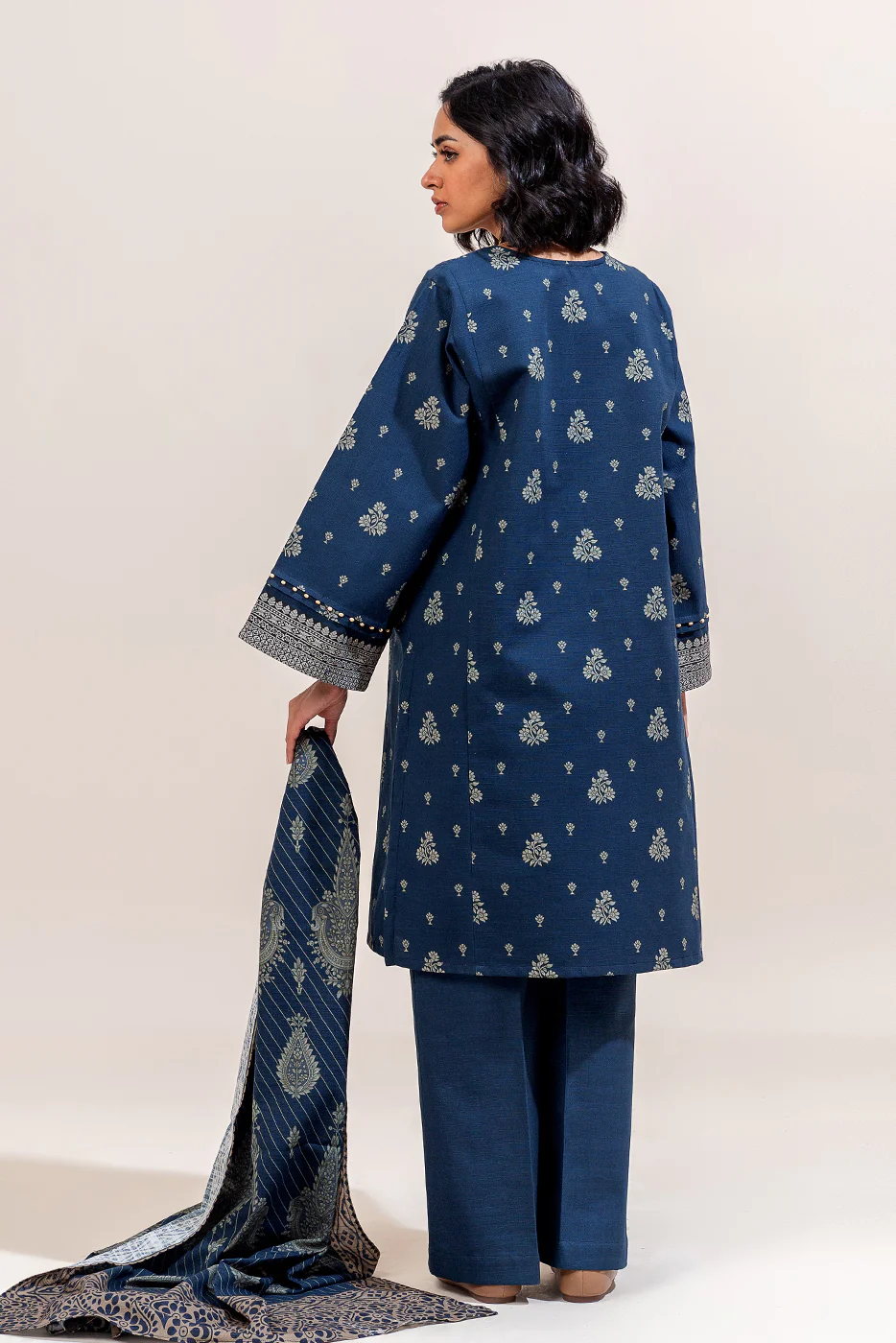 3 PIECE PRINTED KHADDAR SUIT-PRUSSIAN AURA (UNSTITCHED) - Image 3