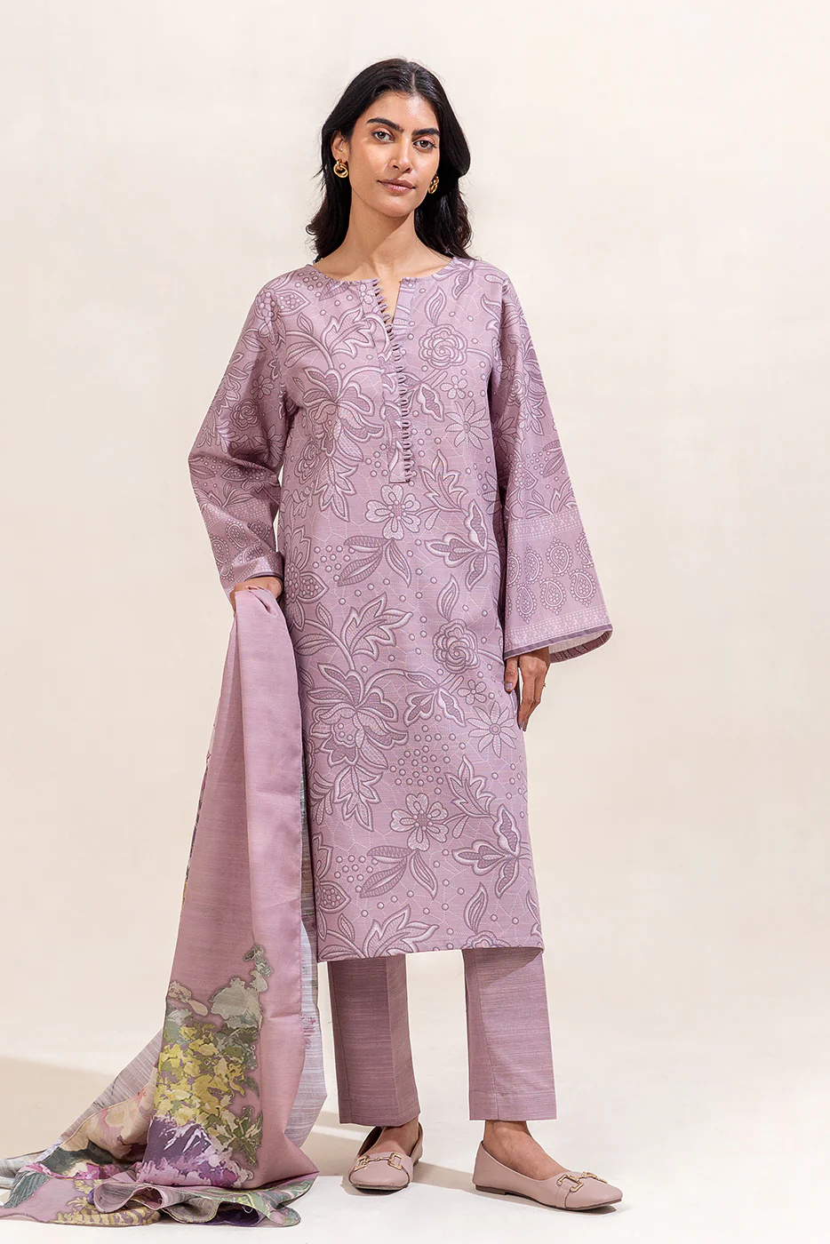 3 PIECE PRINTED KHADDAR SUIT-FLORAL BLISS (UNSTITCHED) - Image 3