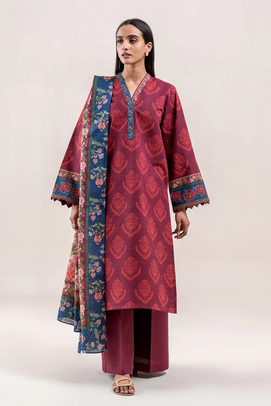 3 PIECE PRINTED KHADDAR SUIT-BRICK TALE (UNSTITCHED) - Image 2
