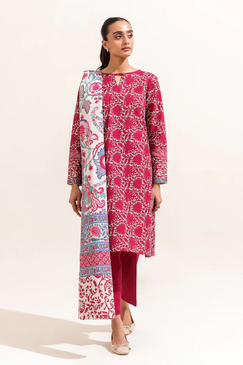 3 PIECE PRINTED KHADDAR SUIT-THISTLE GARDEN (UNSTITCHED) - Image 2