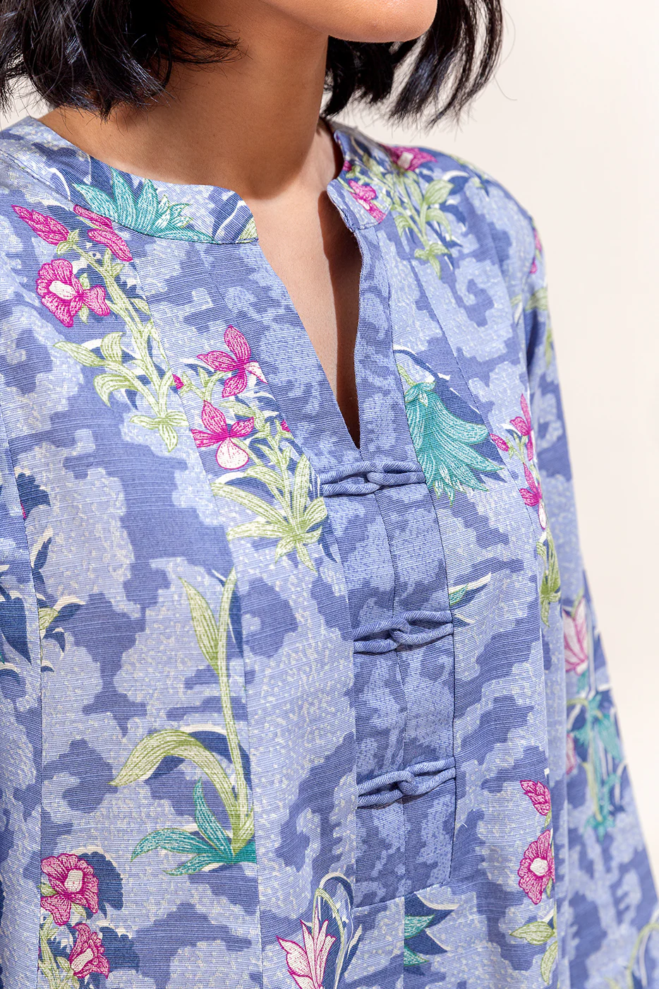 2 PIECE PRINTED KHADDAR SUIT-FLINT HAZE (UNSTITCHED) - Image 5