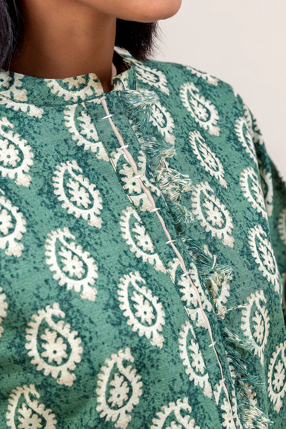 2 PIECE PRINTED KHADDAR SUIT-ETHNIC GREEN (UNSTITCHED) - Image 4