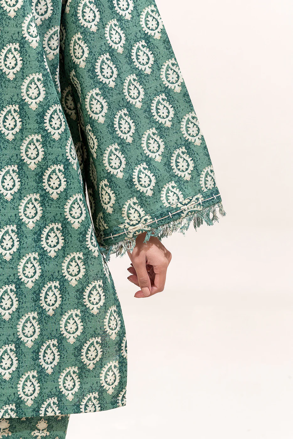 2 PIECE PRINTED KHADDAR SUIT-ETHNIC GREEN (UNSTITCHED) - Image 5