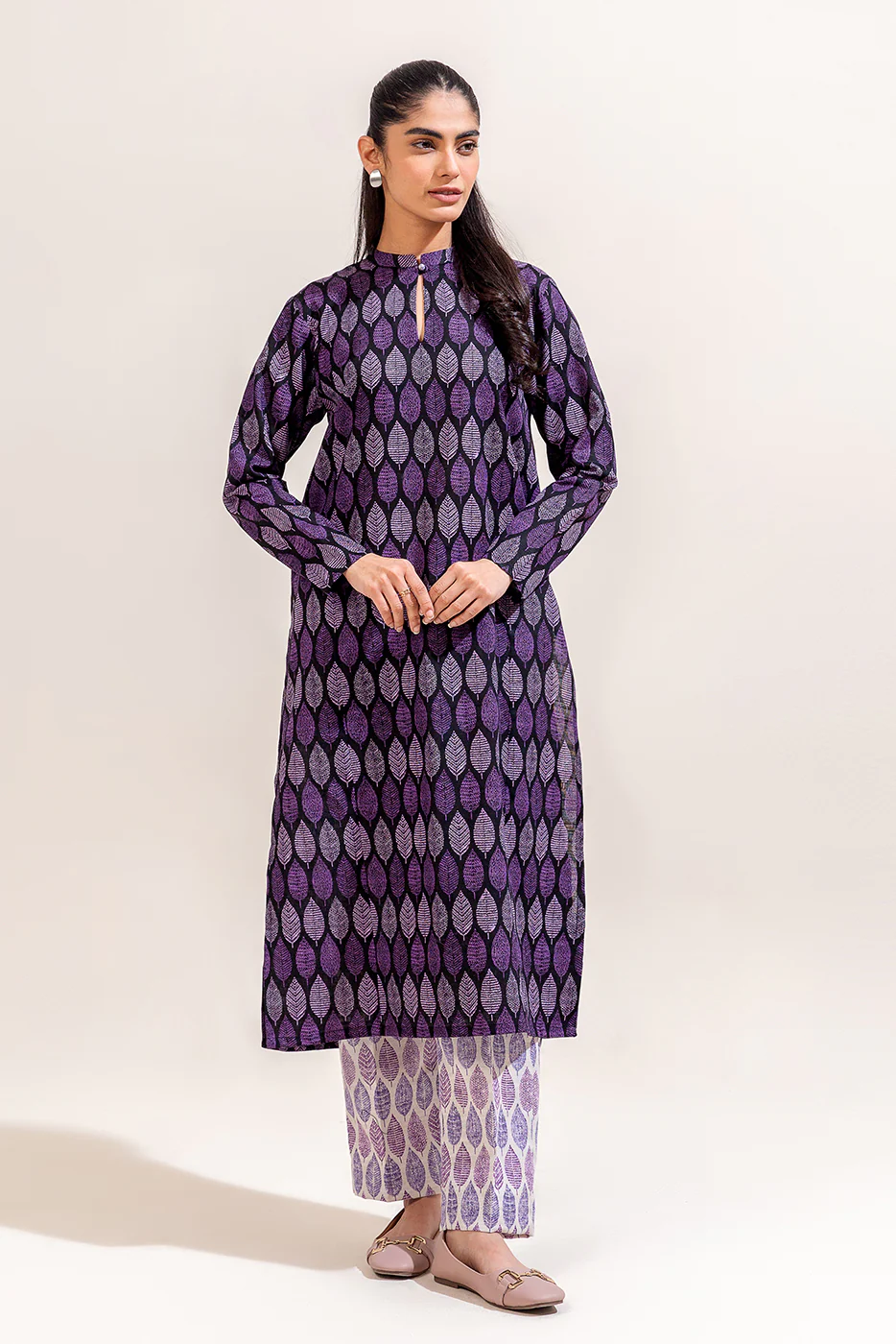 2 PIECE PRINTED KHADDAR SUIT-LEAFY MEADOW (UNSTITCHED) - Image 2
