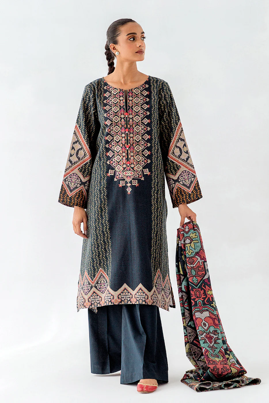 2 PIECE EMBROIDERED KHADDAR SUIT-KILIM CRAFTS (UNSTITCHED) - Image 2