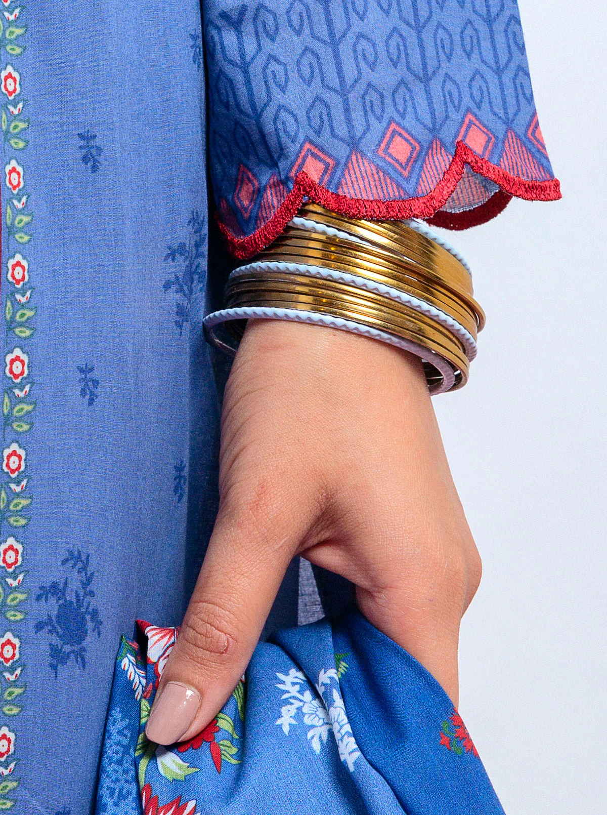 3 PIECE - PRINTED LAWN SUIT - BLUE BLUSH - Image 5