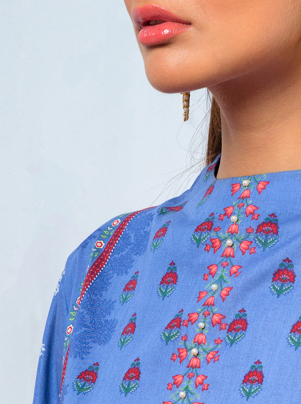 3 PIECE - PRINTED LAWN SUIT - BLUE BLUSH - Image 6