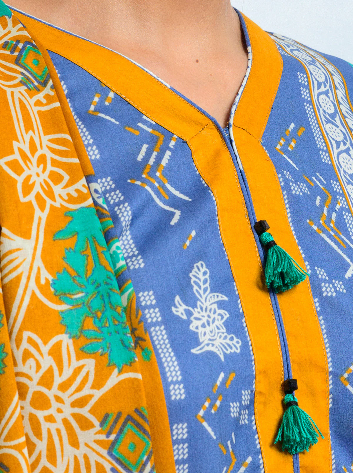 3 PIECE - PRINTED LAWN SUIT - BLUE GAZE - Image 7