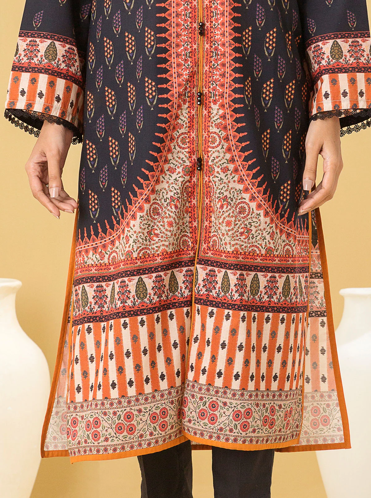 1 PIECE - PRINTED LAWN SHIRT - VINTAGE BLACK - Image 2