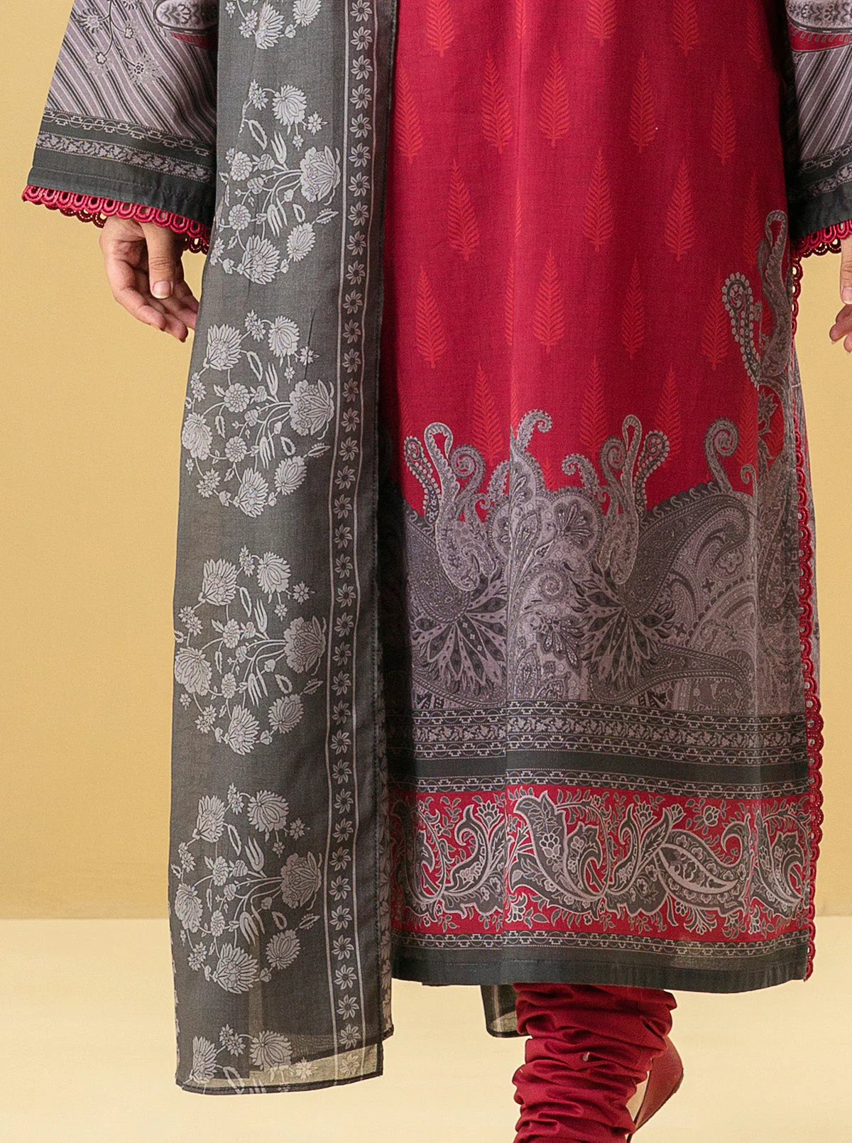 2 PIECE - PRINTED LAWN SUIT - ROUGE GLEAM - Image 2