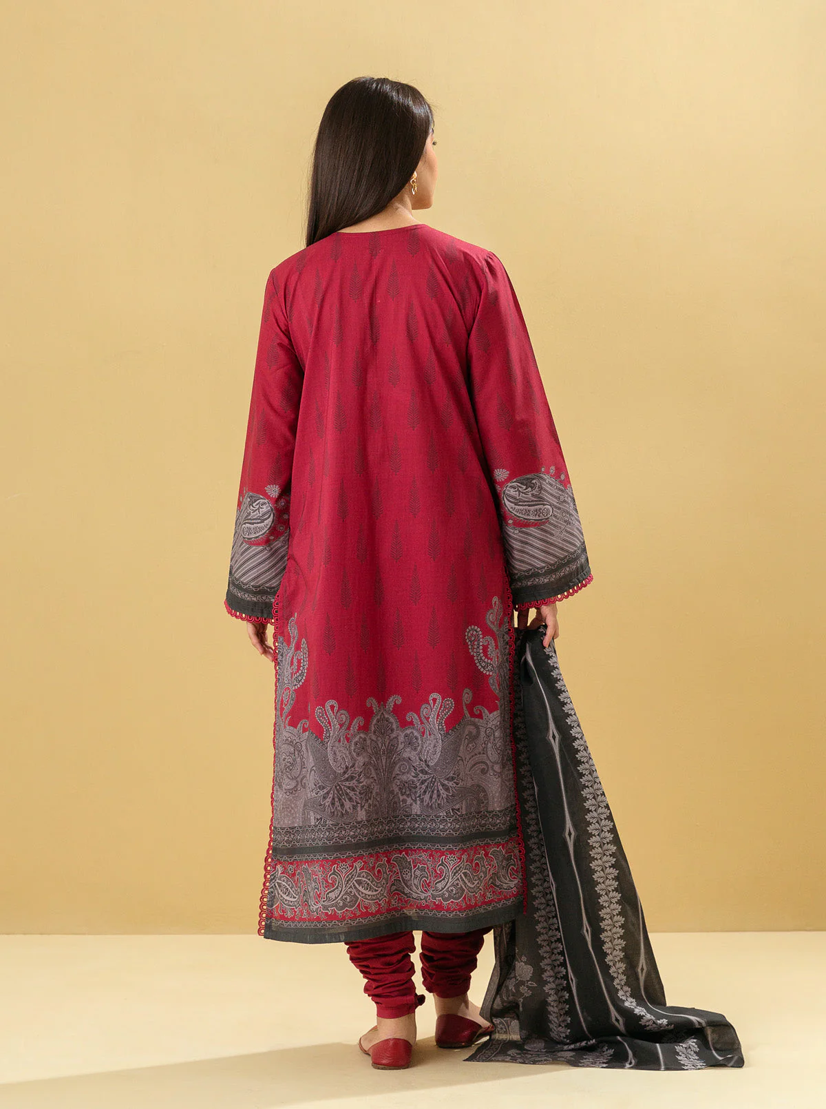 2 PIECE - PRINTED LAWN SUIT - ROUGE GLEAM - Image 6
