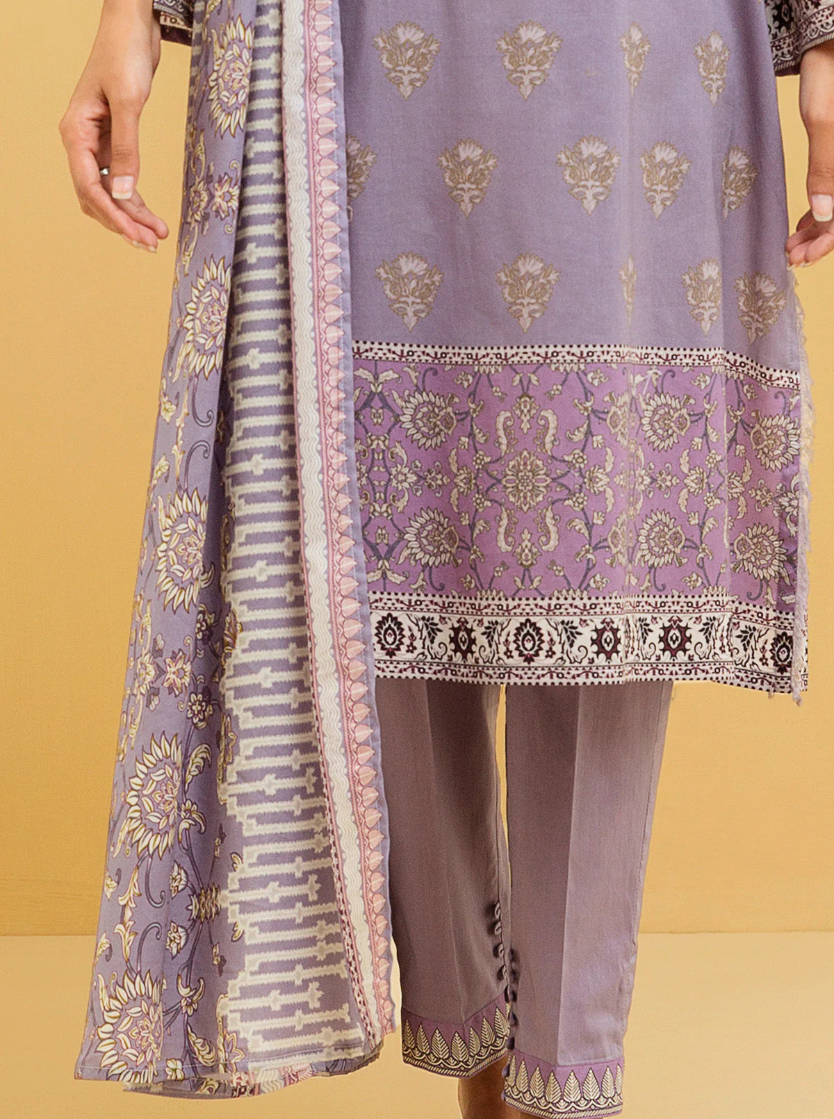2 PIECE - PRINTED LAWN SUIT - ROYAL LILAC - Image 2