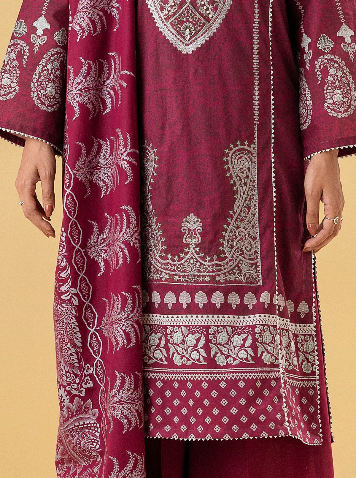 3 PIECE - EMBROIDERED LAWN SUIT - ROCOCO DREAM - Image 2