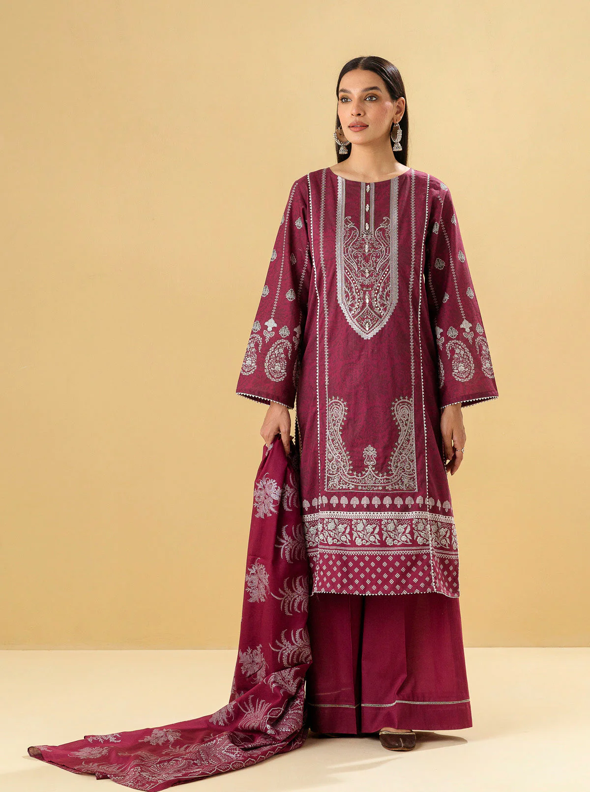 3 PIECE - EMBROIDERED LAWN SUIT - ROCOCO DREAM - Image 3