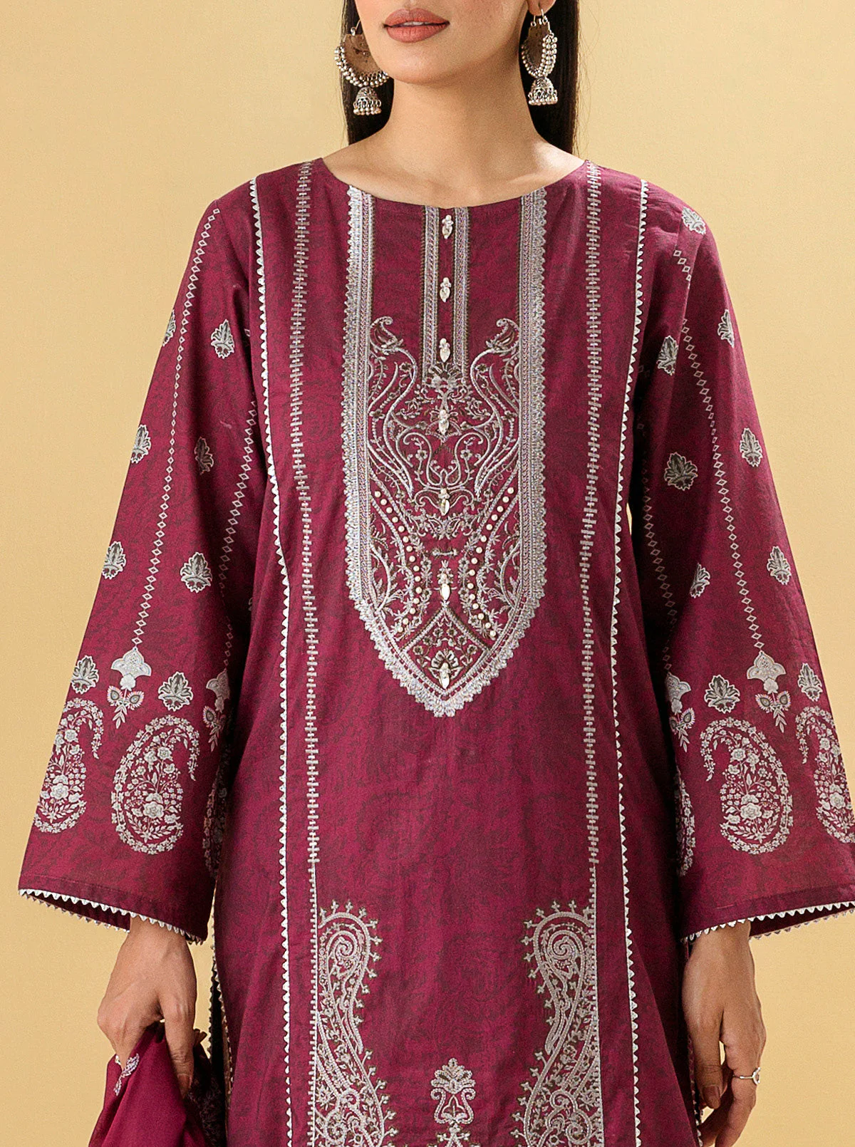 3 PIECE - EMBROIDERED LAWN SUIT - ROCOCO DREAM - Image 4