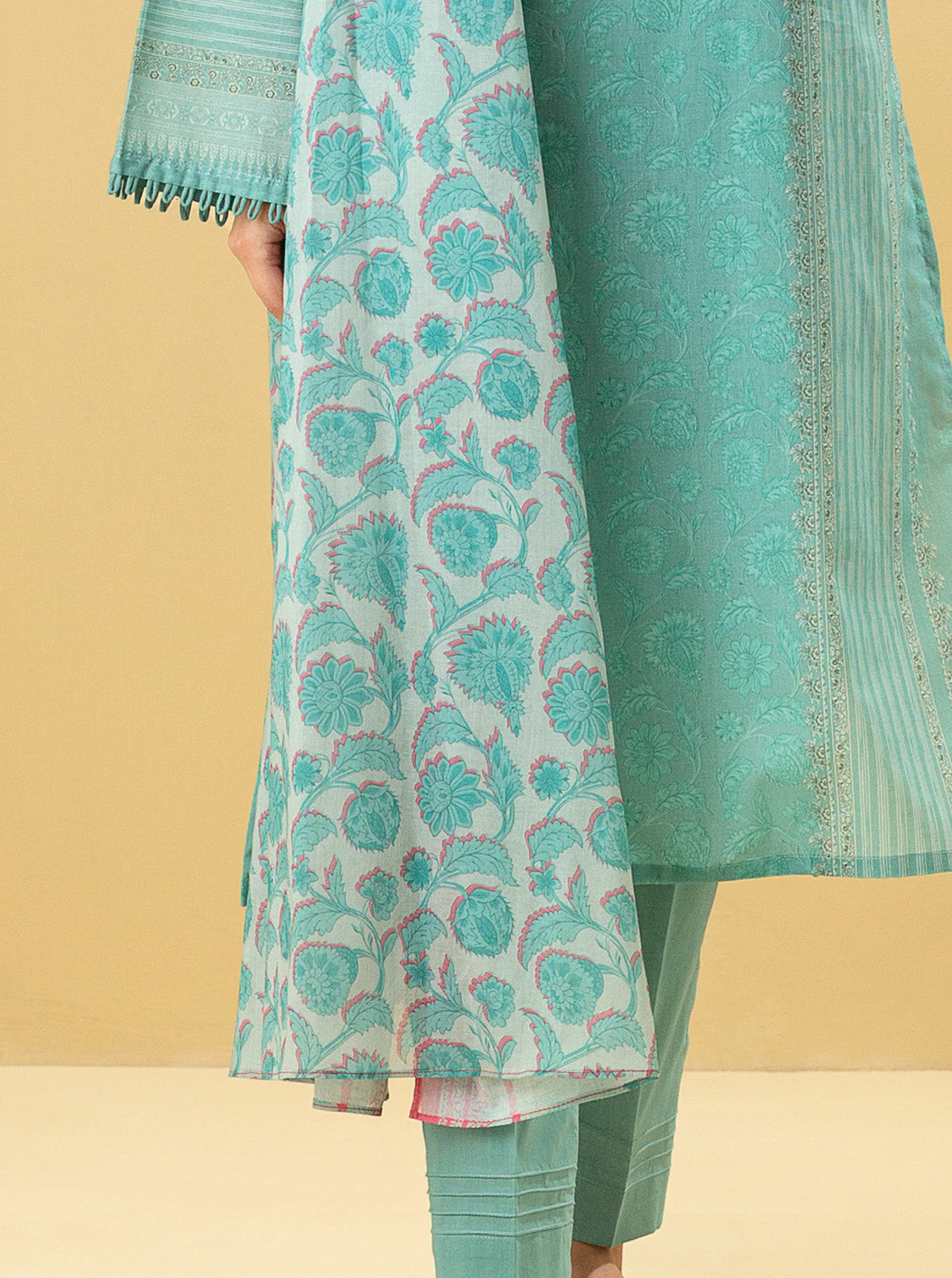 3 PIECE - PRINTED LAWN SUIT - AQUA HAZE - Image 2