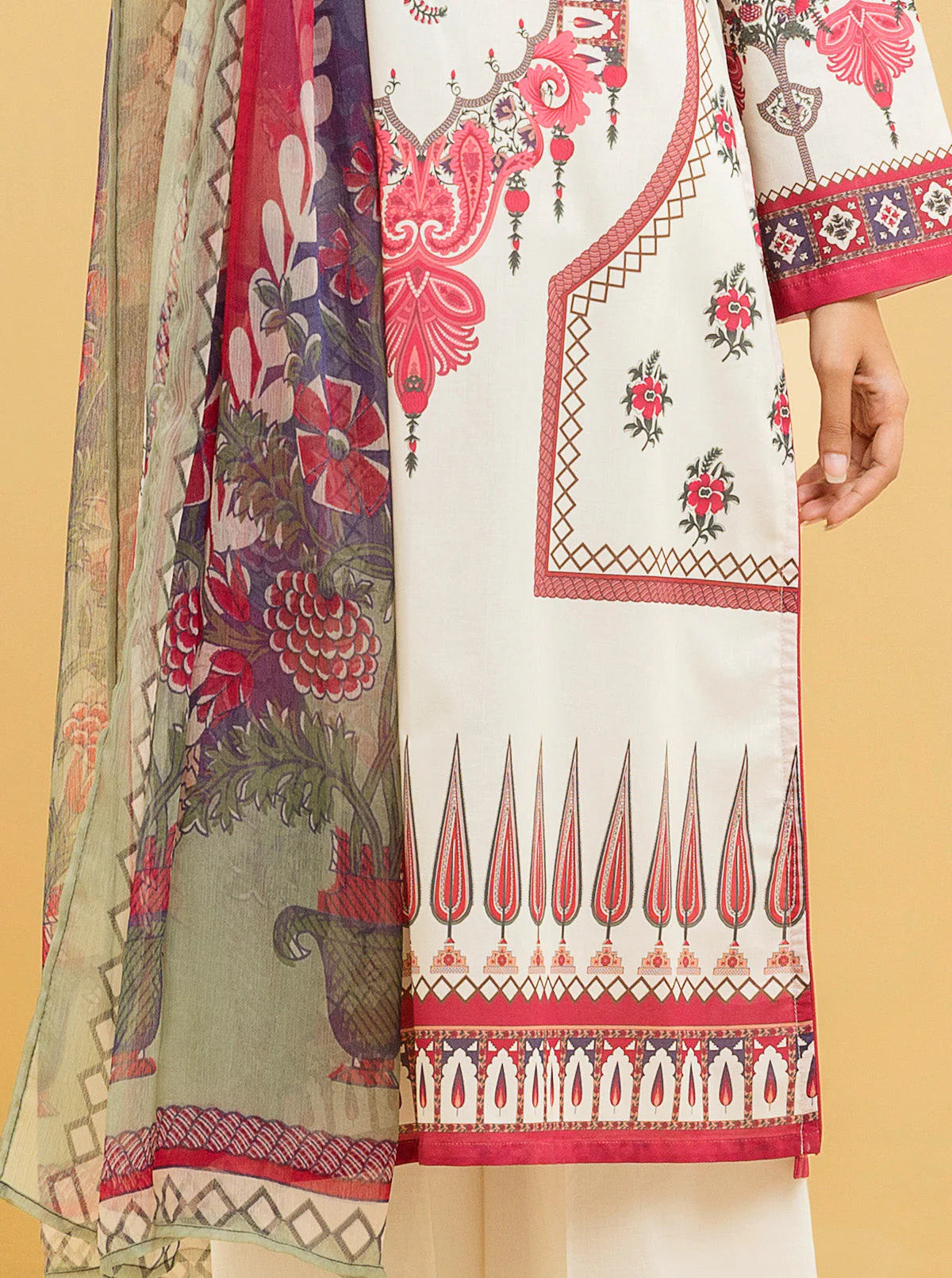 3 PIECE - PRINTED LAWN SUIT - SPRING DELIGHT - Image 2
