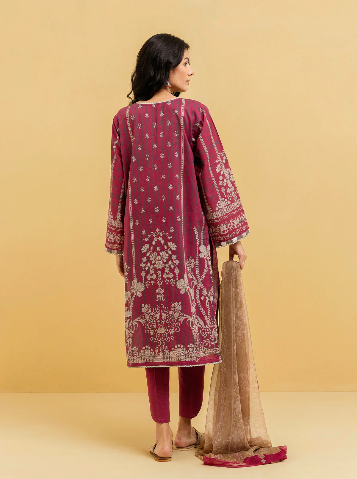 3 PIECE - PRINTED LAWN SUIT - LUSCIOUS ROUGE - Image 6