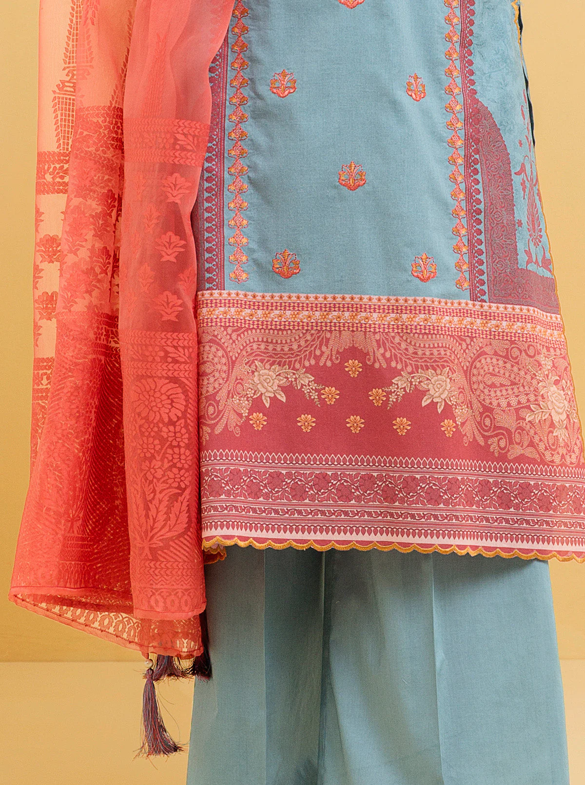 3 PIECE - EMBROIDERED LAWN SUIT - SUMMER DAZE - Image 2